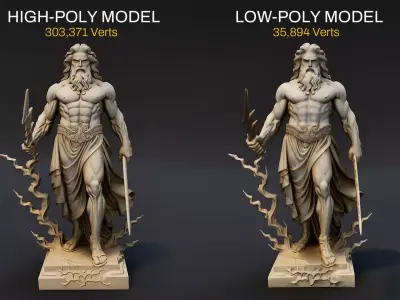 Zeus Statue Low-poly 3D model
