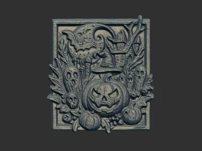 hallowen themed scene cnc model 3D print model