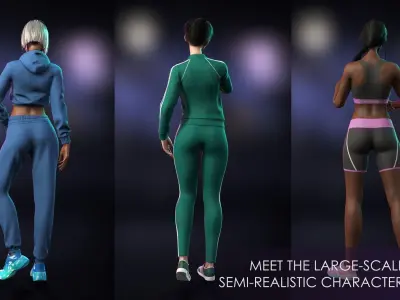 Sportswear Casual Girls Pack - Realistic Stylized Character Low-poly 3D model