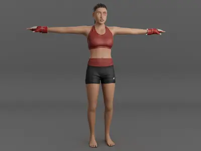 MMA Fighter Girl Low-poly 3D model