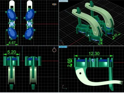 oval stone earrings 965 3D print model