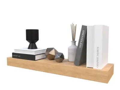 Wall Shelf with Decoration V02 3D model