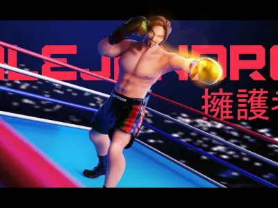 Low Poly Boxer - MMA Fighter - Alejandro Low-poly 3D model