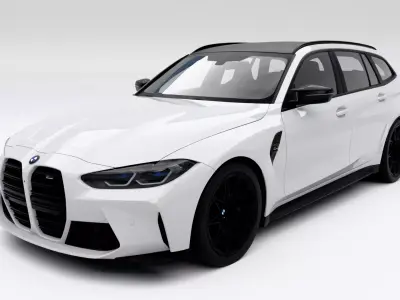 BMW M3 Touring 2023 Low-poly 3D model