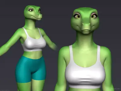 Furry Scalie Lizard Girl 3D model
