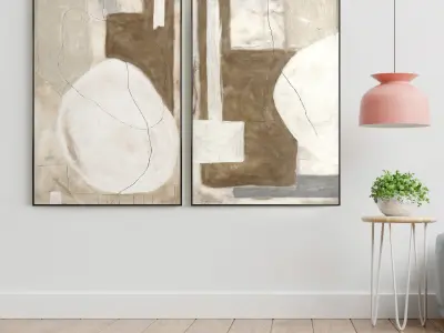 Plaster Two Photo Frame 58 Low-poly 3D model