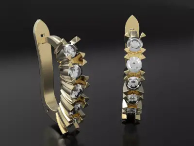 Earrings with gems 3D print model purchase