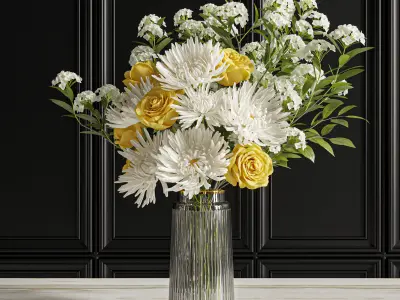 Flower Set 021 Gerbera Chrysanthemum 3D model