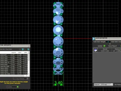 U Shaped Eternity Ring 3 point 4 mm stone size swiss 14 and EU54 3D print model