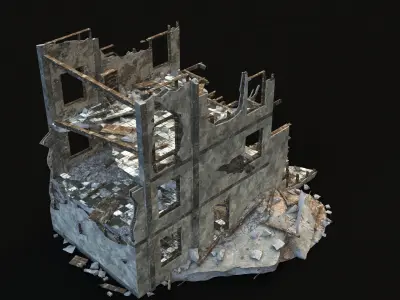 DESTROYED BUILDING 03 Low-poly 3D model