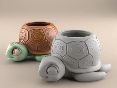 Cute Turtle Planter Urn candy container candle holder 3D print model