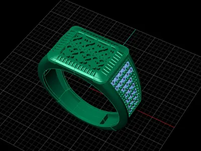 Print Ready STL 3DM  Gents Rings Diamond Men Ring  3D print model 33
