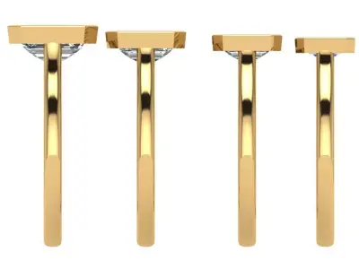 Bezel setting emerald ring set of 4  3D print model