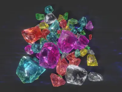 Multiple Color Crystal Gemstone Pack 220705 Low-poly 3D model