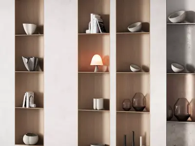 415 bookcase and rack 08 halfround semicircle modular shelfs 01 3D model