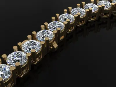 Diamond Tennis Necklace 4mm 3D print model