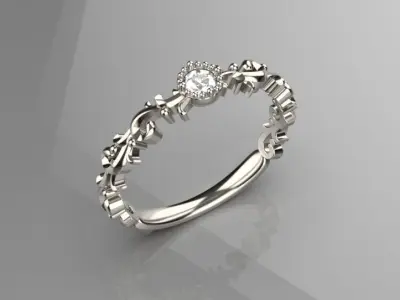 jewelry tree branch vine stem luxury diamond gold ring 3d model 3D print model