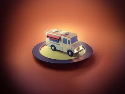 Food Truck Low-poly 3D model
