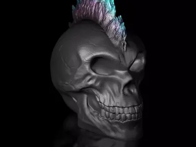 Punk-Skull STL-3D-Print-Model High-Polygon 3D print model