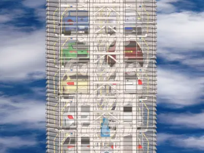Vertical Rotary Parking System Automated 12 car sedan Free 3D model
