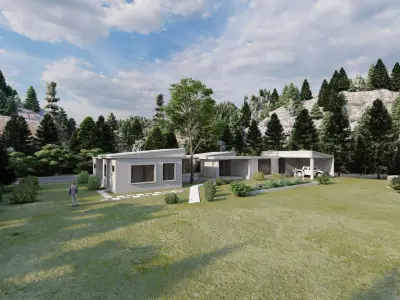 Forest villa-Casa Scene-Modern Villa 3D model