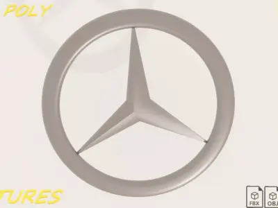 Mercedes logo Low-poly 3D model