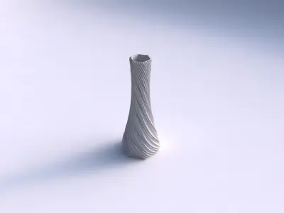 Vase squeezed hexagon with wavy extruded lines 3D print model