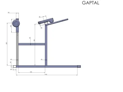 Hyperextension exercise machine with handle 3D model