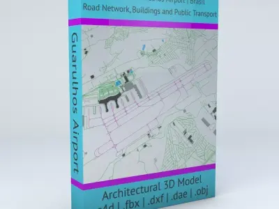 Sao Paulo Guarulhos GRU Airport Roads Buildings and Public Trans 3D model