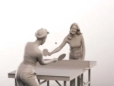 Lizzy Rae 14580 - Two Young Women Playing Table Tennis Low-poly 3D model