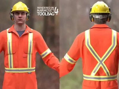 Miner-Worker - Modular - Rigged Low-poly 3D model