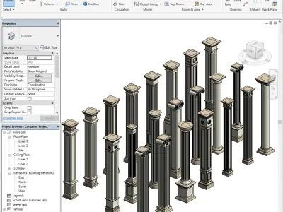 Classic Column Revit Family Pack 22 Models Parametric 3D model