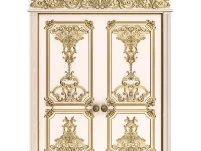 Carved Door Classic 0801 White Low-poly 3D model