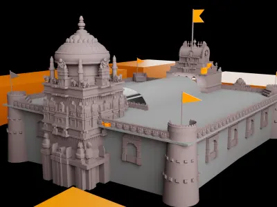 Traditional Balaji Temple - 3D Architectural Model Low-poly 3D model