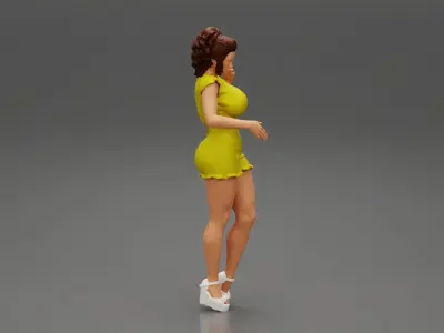Beautiful Fashion model wearing dress 3D print model