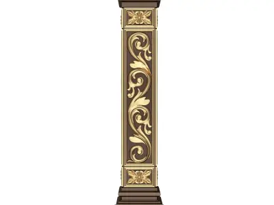 Stair Baluster 01 Red Low-poly 3D model