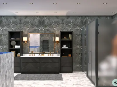 Bathroom with bathtub and shower Free 3D model