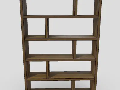 Shelf 7 wooden bookcase Low-poly 3D model