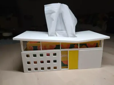 Tissue Box Cover - Mid-century House 3D print model