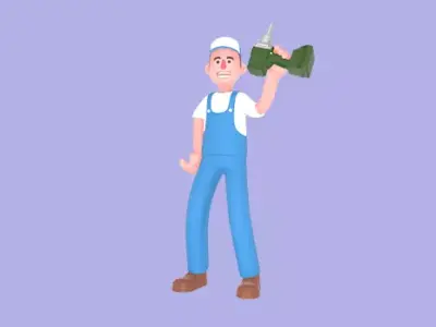 Stylized 3D Mechanic Character - Energetic Drill Holding 3D model