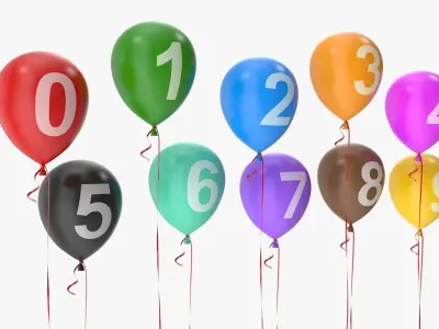 Number on Balloons Low-poly 3D model