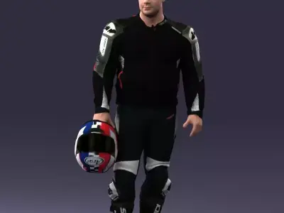 000420 Realistic Man Character in Racing Suit Helmet 3dp 3D print model