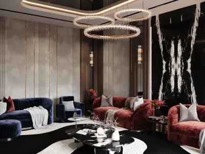Luxury Velvet Lounge Interior 3D Scene 3D model