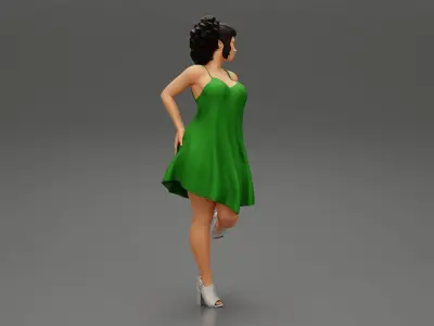 Sexy Woman In Dress Having Fun Holding One Leg 3D print model
