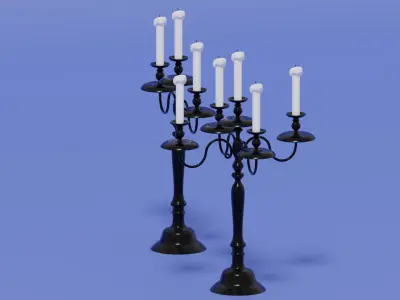Vintage Candlestick With Candles 1 3D model