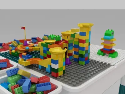 Building block toy table 3D model