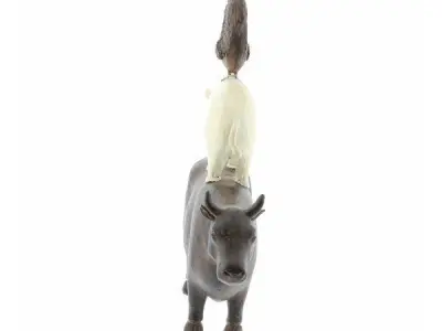 Brown - Off White Animal Art Figurine 3D model