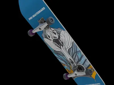 Skateboard Low-poly 3D model 16