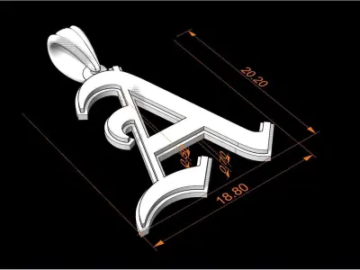 Letter A pendant 3D print model