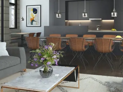 Wildflowers in glass vase 3D model